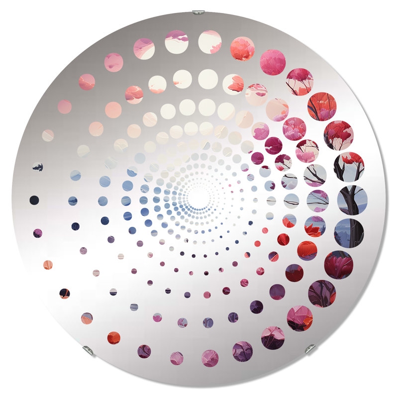 Mystic Forest Sunlight II - Miroir décoratif spiralé à pois | Rond, 23,6 po x 23,6 po
