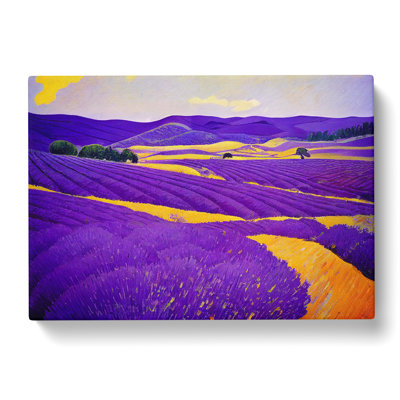 Masterful Lavender Flower Field - Wrapped Canvas Painting