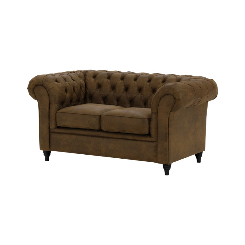 Littlehampton 3 Seater Faux Leather Chesterfield Sofa, 30.7" H x 55.1" W x 30.7" D, Chocolate Brown