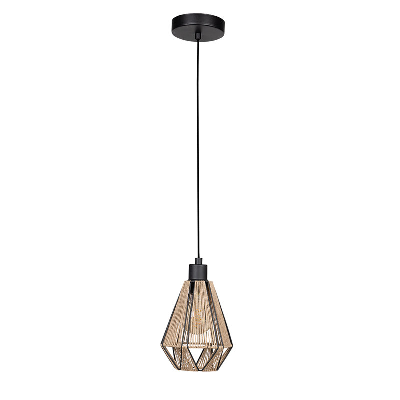 Luminaire suspendu naturel / noir à 1 lumière Jennette