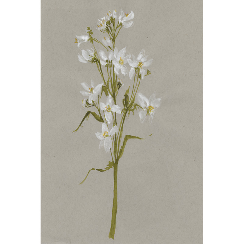 White Field Flowers I - Painting, 30cm H x 20cm W, Wrapped Canvas