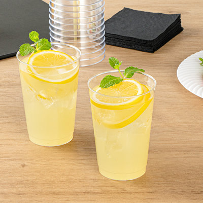 Restaurantware-RW Base 12 Ounce Party Cups, 20 Disposable Shot Glasses - With Rolled Rim, Round, Clear Plastic Cocktail Glasses, Serve Vodka, Tequila, Or Whiskey, For Birthdays, Weddings, And More