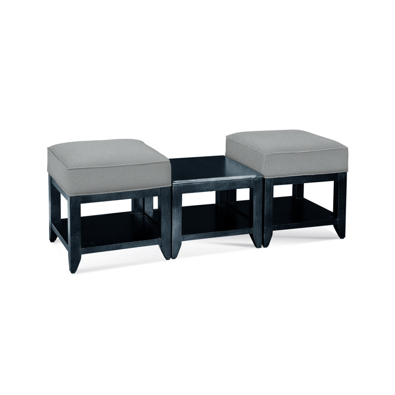 Elements Upholstered Cube Ottoman, Light Blue Performance Fabric; 0851-55, Stone Hearth