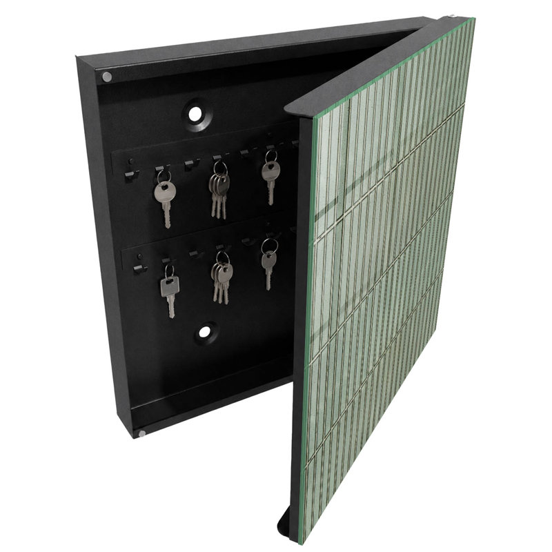 Key cabinet, Opens to the left, 30x30x5, White, Geometric tile pattern, 