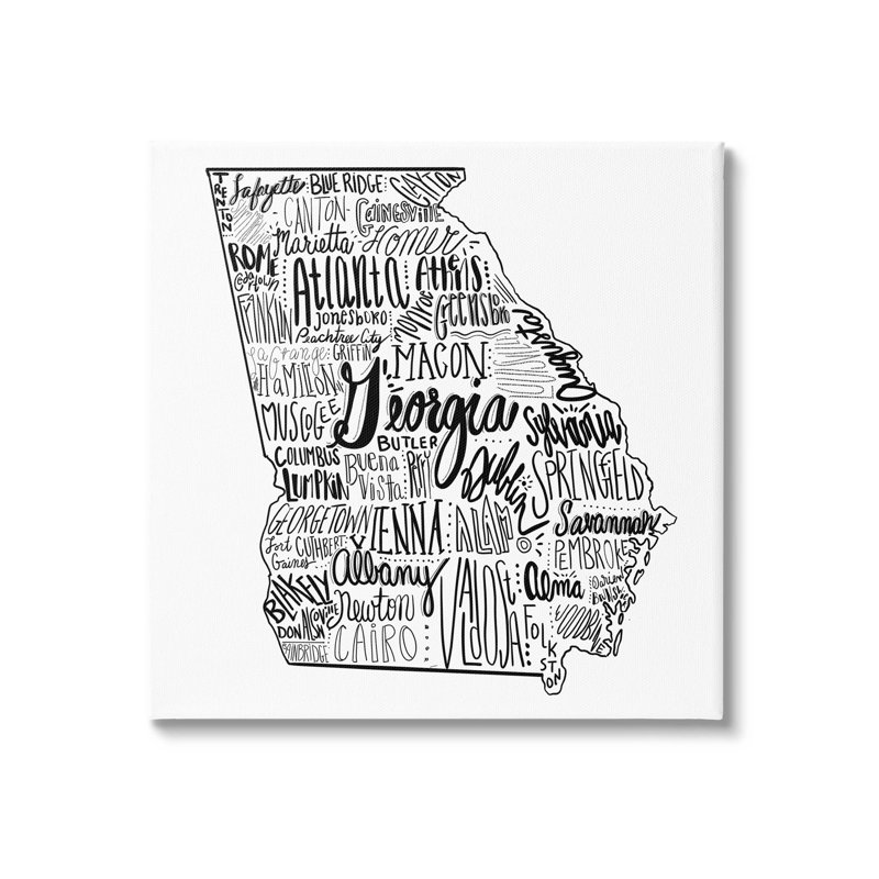 «Georgia State Map Shape City», impression sur toile tendue, H 17 po x l 17 po x P 1,5 po