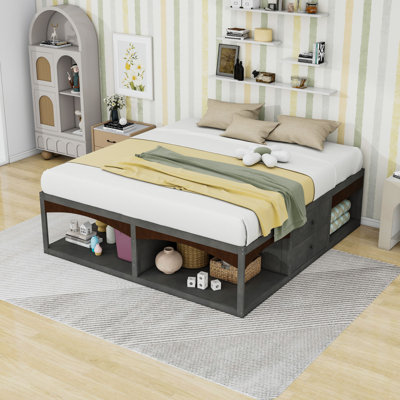 6 Drawers King Platform Bed Frame with Pet-Friendly Open Foot-End