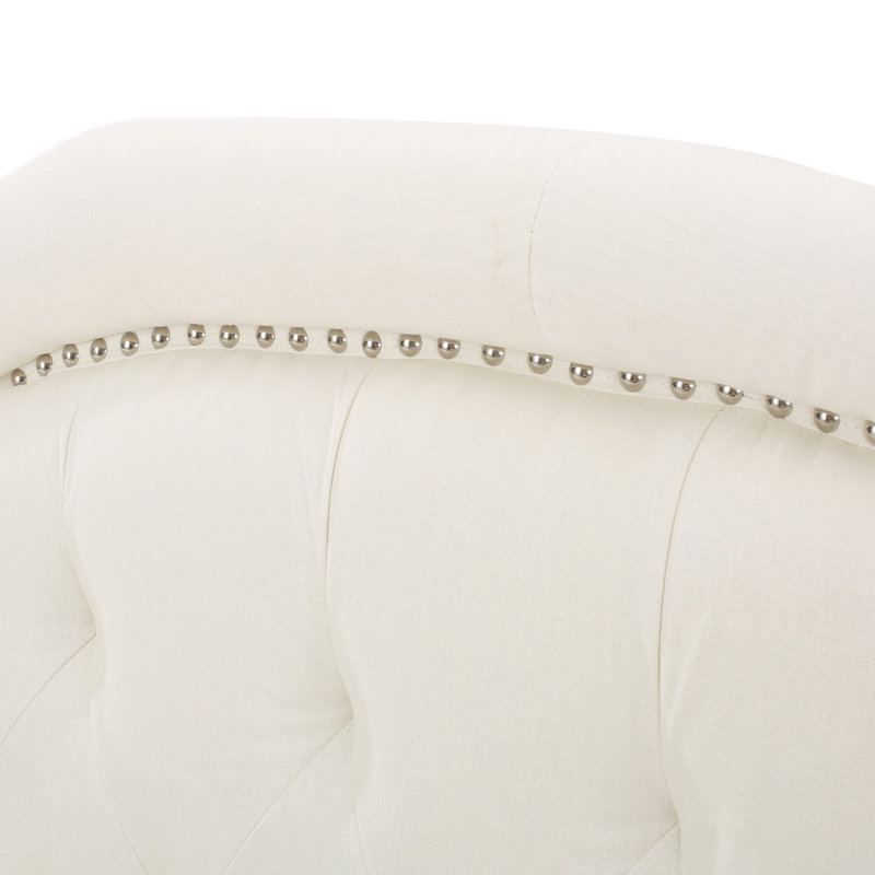Danni Upholstered Metal Panel Headboard, Polyester Blend Ivory, Full / Queen