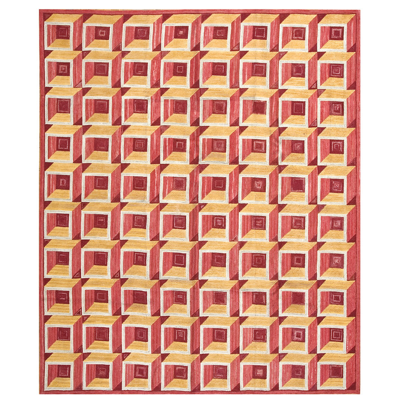 American Hooked Wool Geometric Area Rug