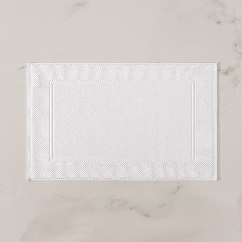 Egyptian Cotton Soft Border Bath Mat, White