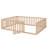 Wooden Floor Bed Frame With Fence and Door-491326508-528826818