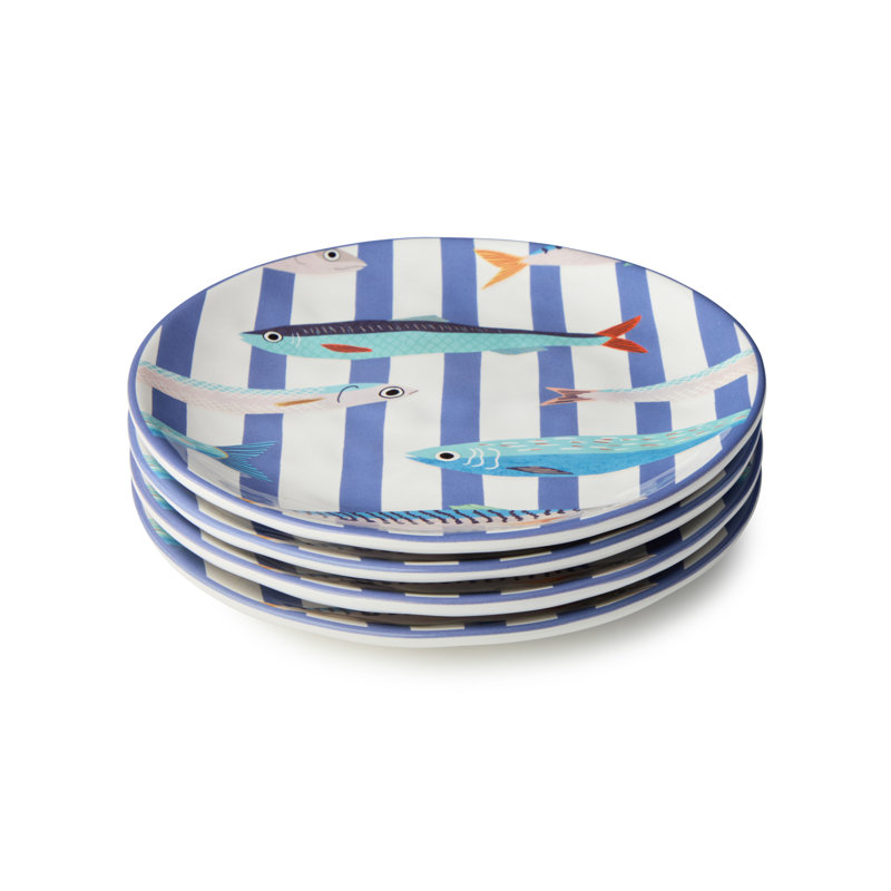 Ensemble de 4 assiettes à salade en céramique quelque chose Fishy