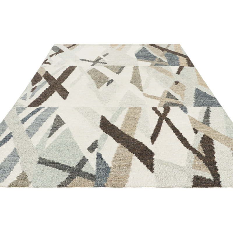 Scandinavian Wool Geometric Area Rug, Rectangle 10' x 14'