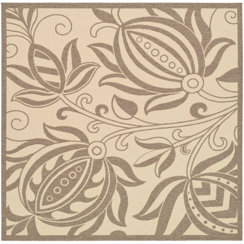 Herefordshire Performance Floral Indoor/Outdoor Area Rug, Square 7'1