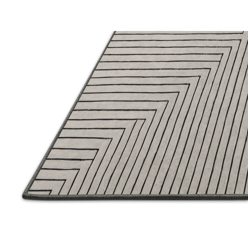 Tapis gris soyeux et moelleux, Rond 5 pi