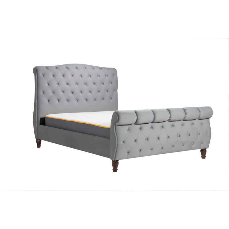 Danube Upholstered Sleigh Bed, Grey, Kingsize (5')