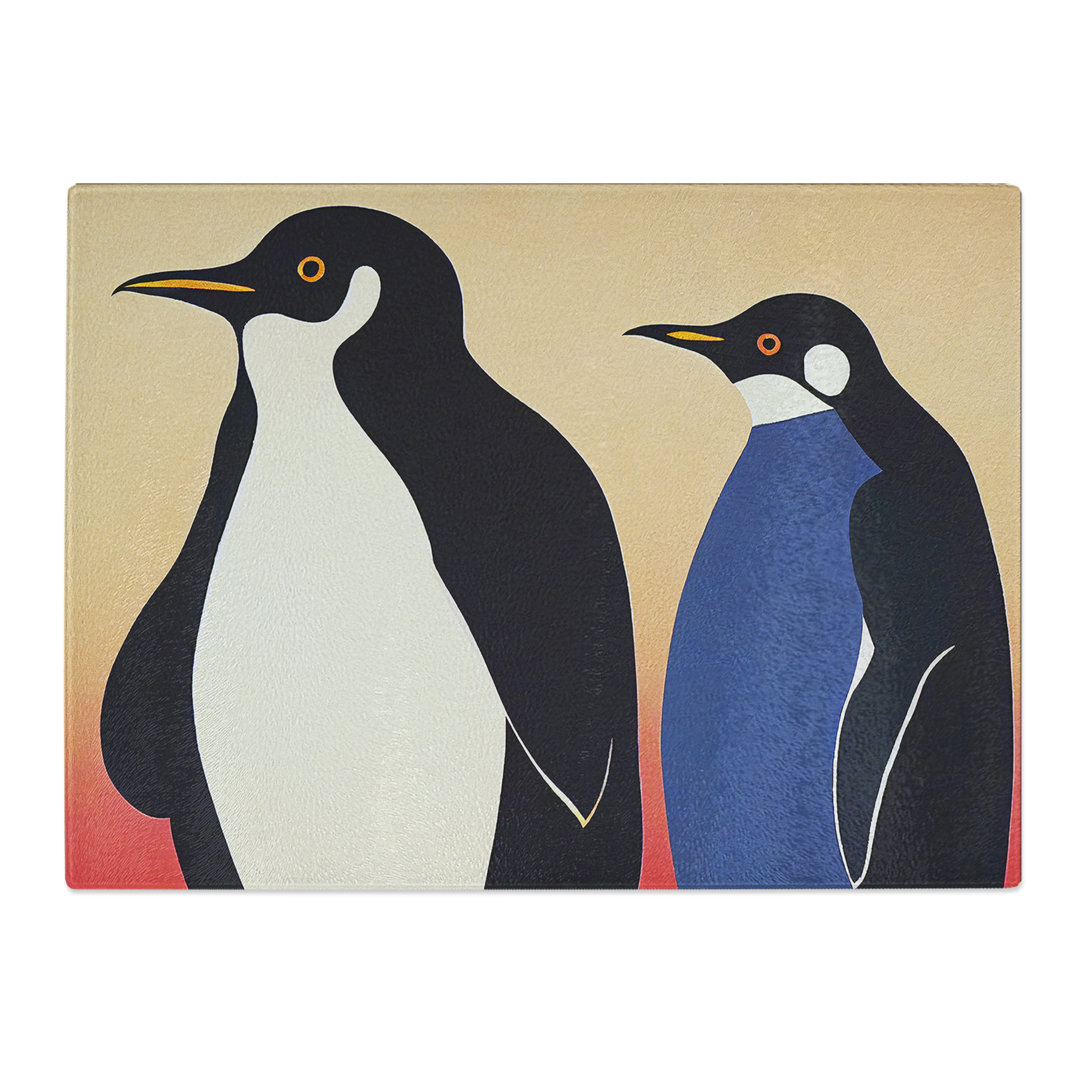 The Two Penguins Vol.1 Abstract  Glass Chopping Board