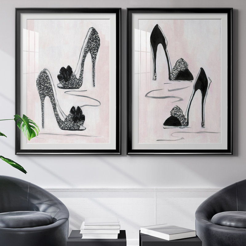 Shoes That Dazzle I - Ensemble de 2 reproductions d'art, Blanc, H 31,5 po x l 47 po x P 1,5 po
