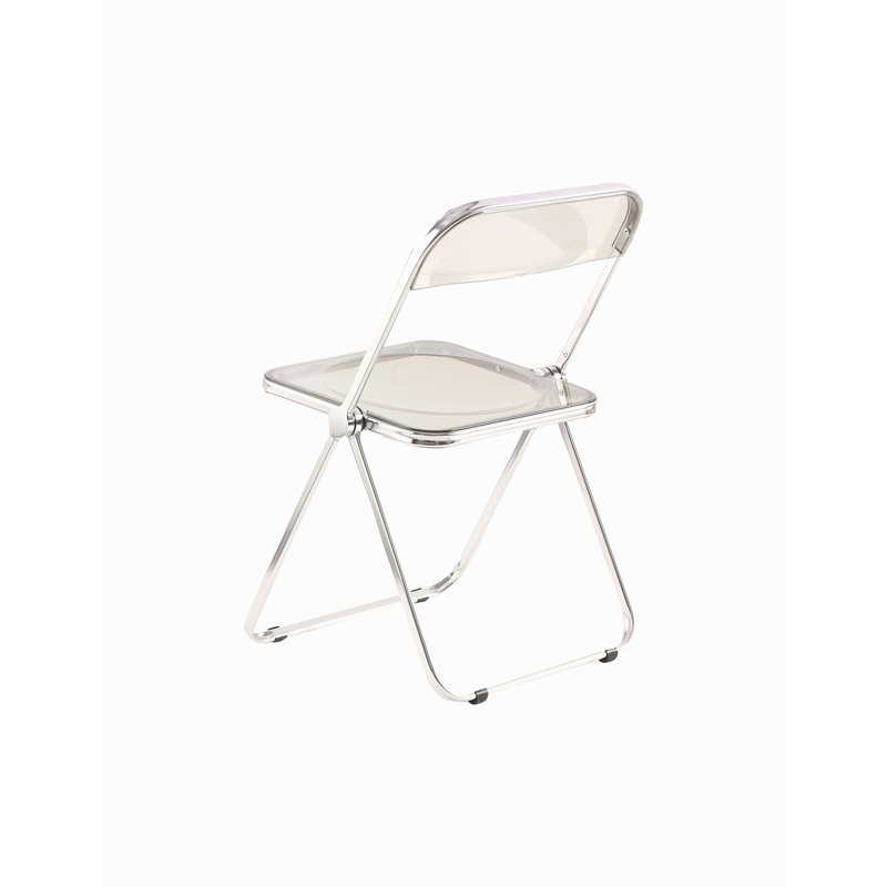 Chaises pliantes transparentes-Chaise fantôme empilable en cristal empilable-Siège de salon en plastique PC-Structure chromée et chaise pliante en acrylique Fo-O-Transparent