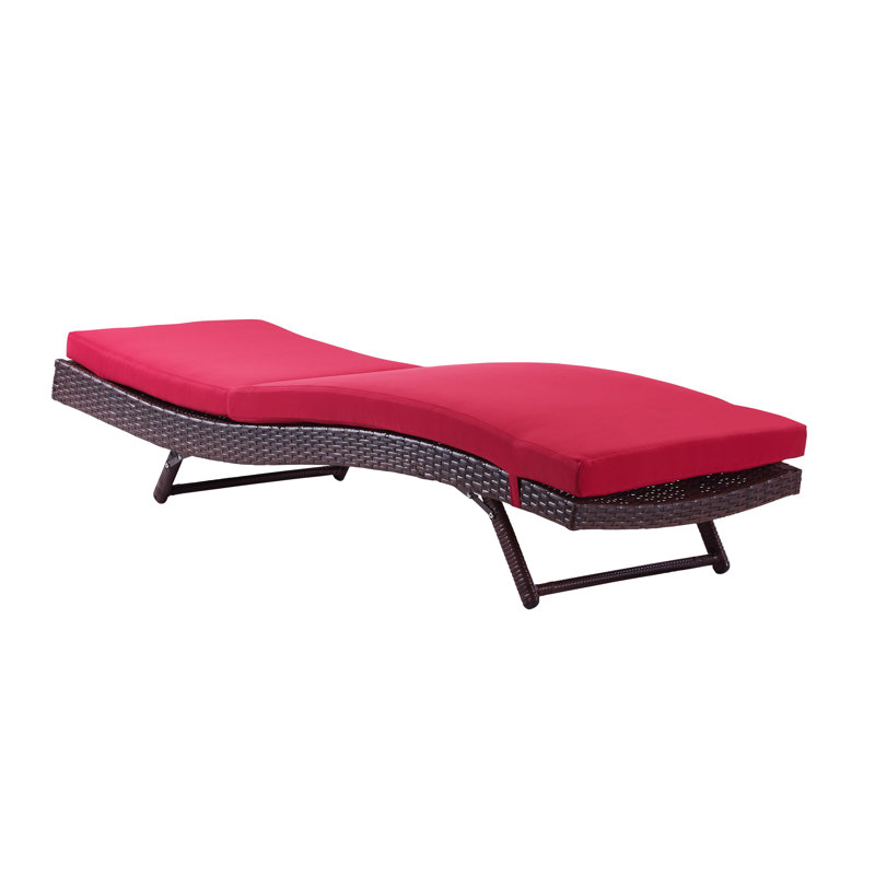 Chaise longue inclinable avec coussin Prudence, rouge