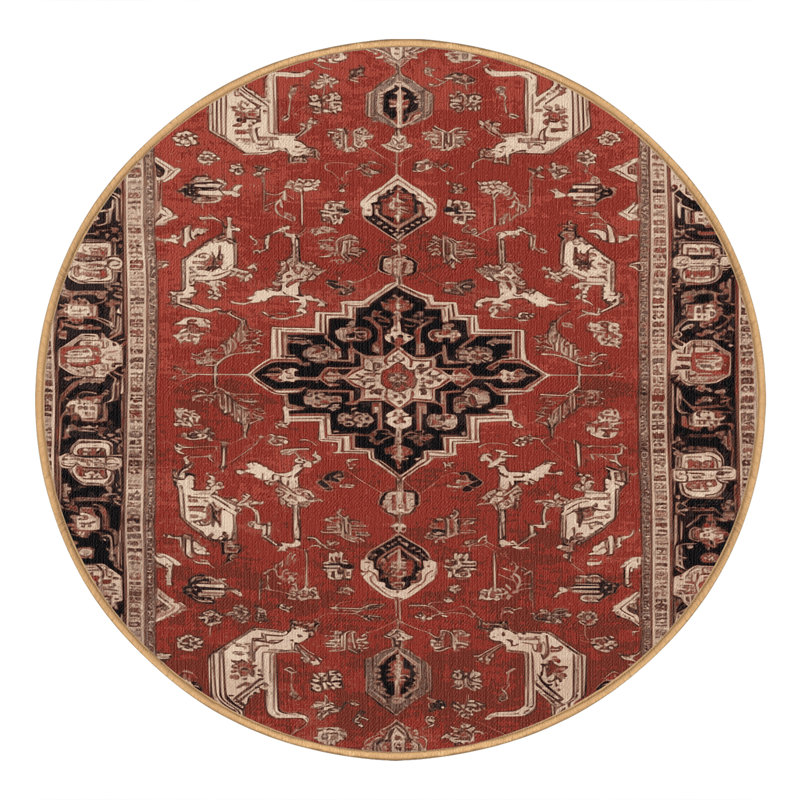 Tapis brun lavable à la machine, Rond 7 pi