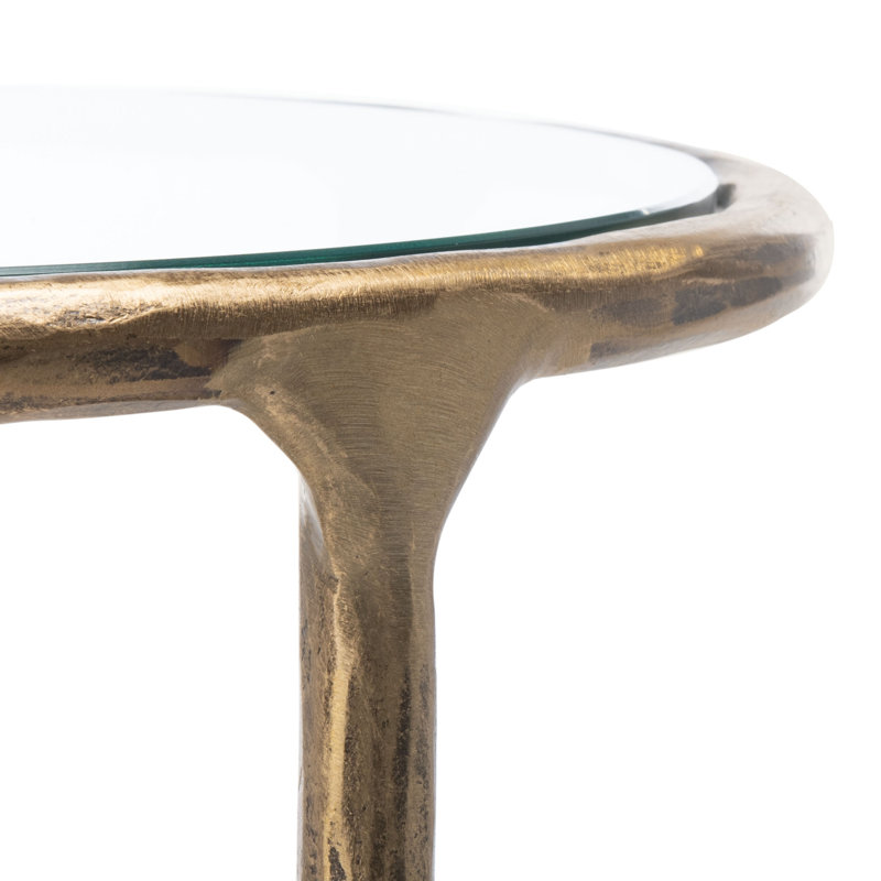 Evelynn End Table, Brass, Clear