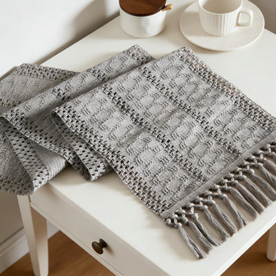 Macrame Table Runner With Fringed Edges, Woven Farmhouse Home Decor, 72 Inch Long Rectangular Table Cover For Dining Room And Kitchen