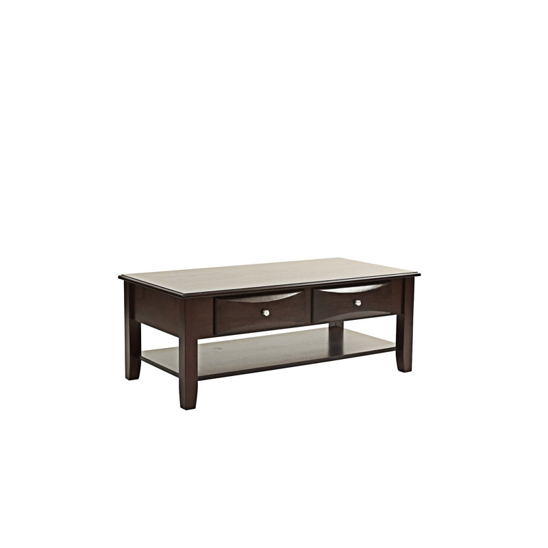 Table basse en bois avec tiroirs et tablette