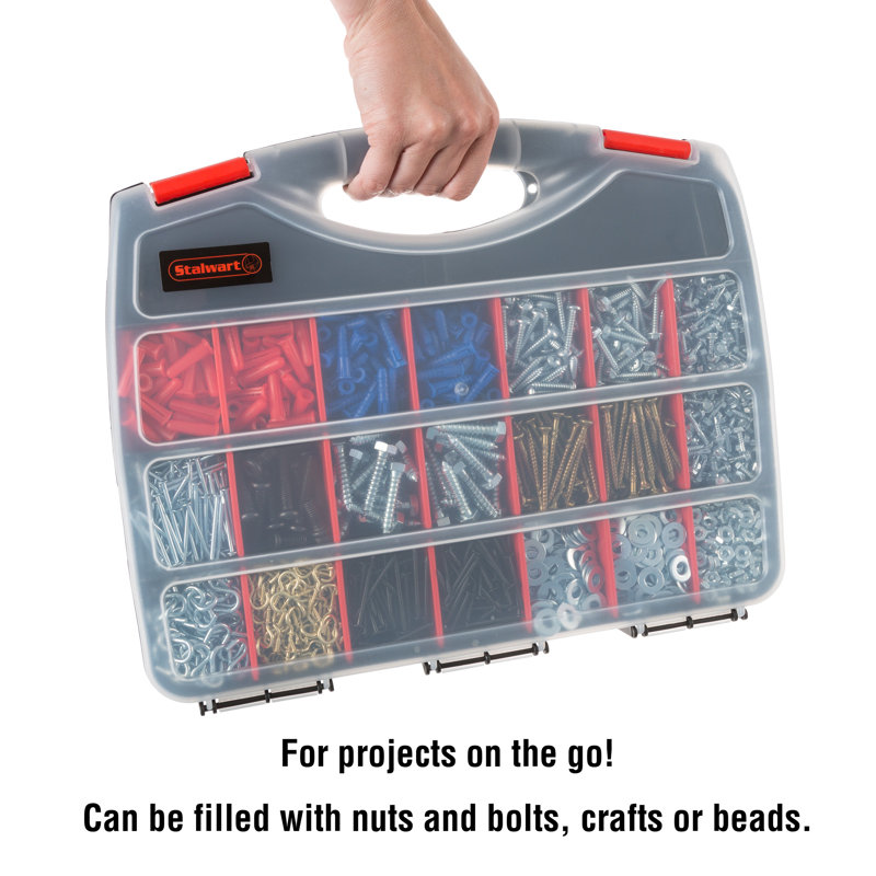 Stalwart Portable Storage Case with Lock & 23 Compartments and Removable Dividers