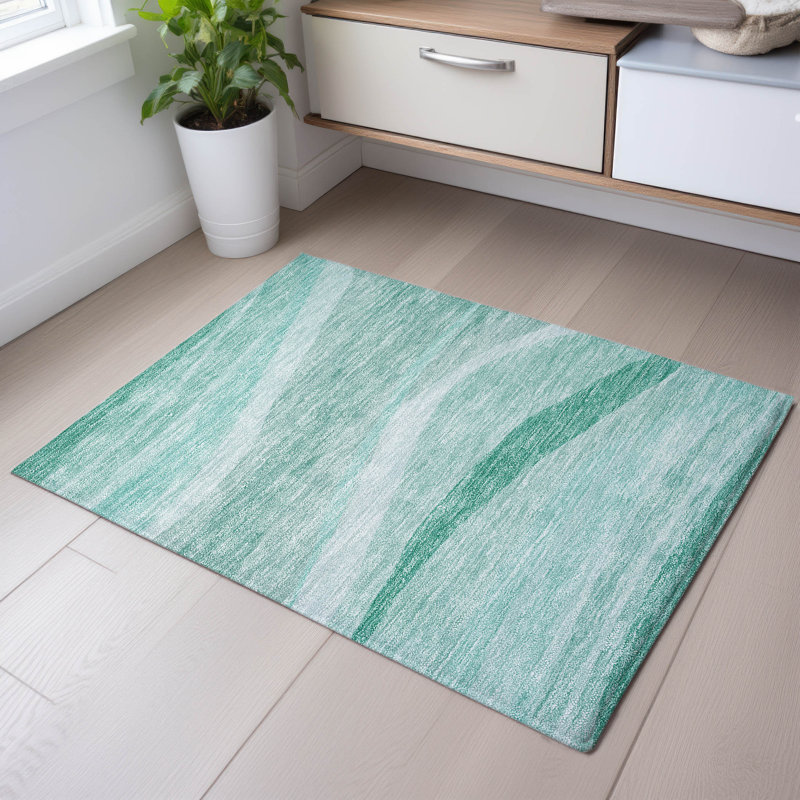 Premium Machine Washable Wayne AMF1099 Swirls Rug, Rectangle 1'8" x 2'6"
