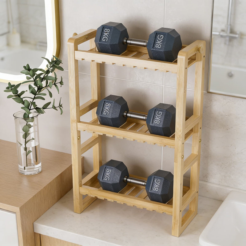 Étagère de rangement au-dessus de la toilette à 3 niveaux, organisateur de salle de bain en bambou avec une conception stable 2-en-1, support de rangement peu encombrant pour les petites salles de bain, sans perçage requis