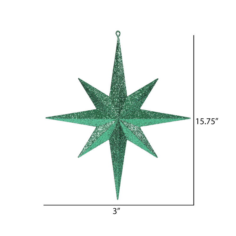 Ornement étoile de Bethléem scintillant, H 15,75 po x l 15,75 po x P 3 po, Turquoise