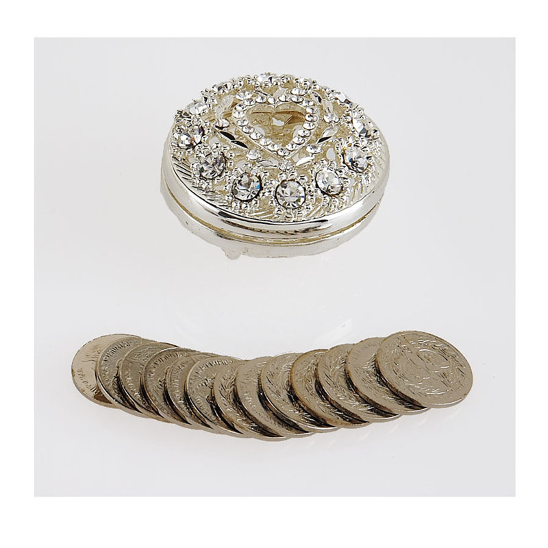 Arras Crystal Rhinestone Round Box, Silver