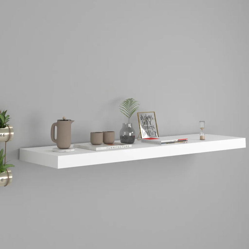Artamas Floating Shelf, White, 3.8cm H x 23.5cm W x 90cm D