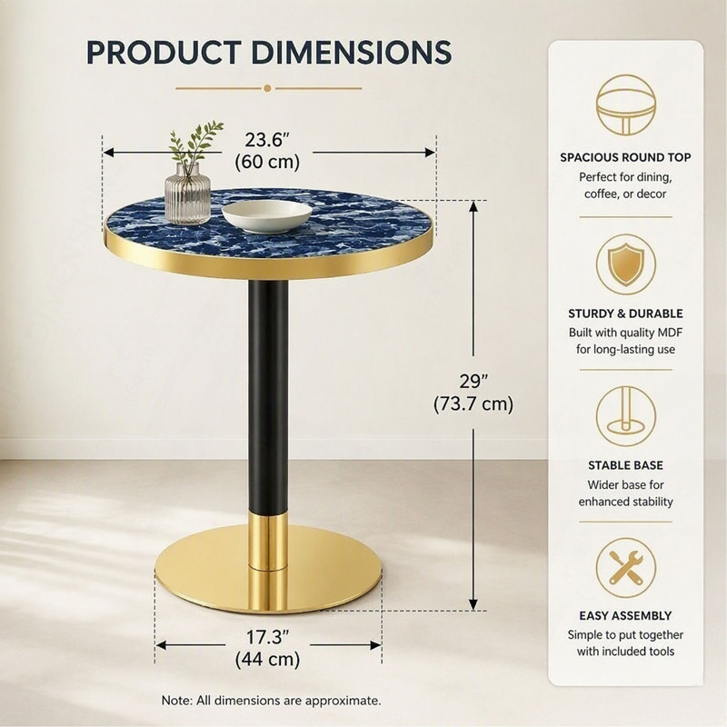 Metal Base Dining Table