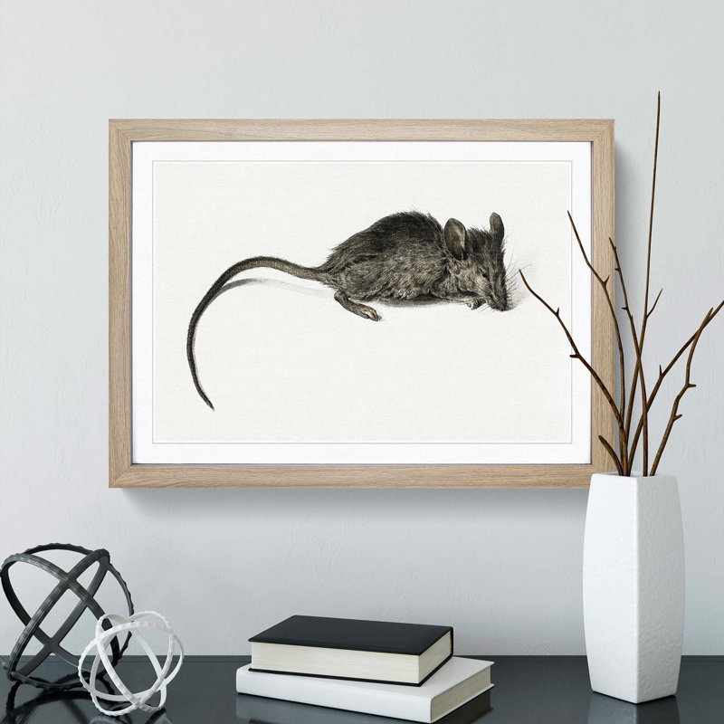 Mouse by Jean Bernard - Picture Frame Painting Print, 27cm H x 36cm W x 2cm D, Oak Framed