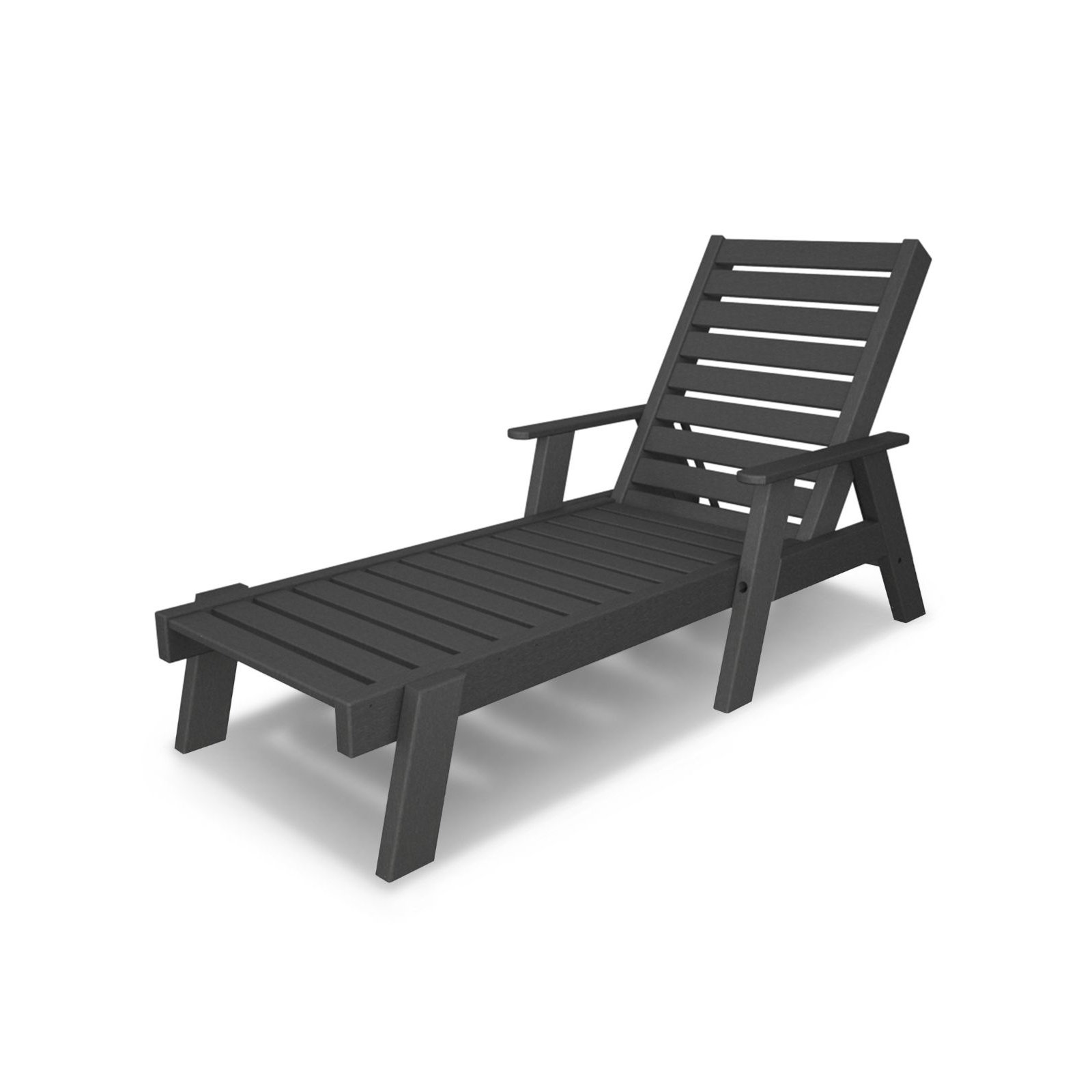 POLYWOOD Captain Chaise with Arms, Slate Gray