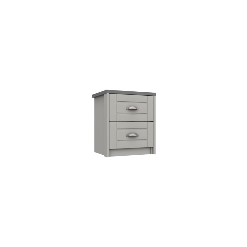 Newhaven 43.4cm W Manufactured Wood Bedside Table, Dust Grey/Light Grey