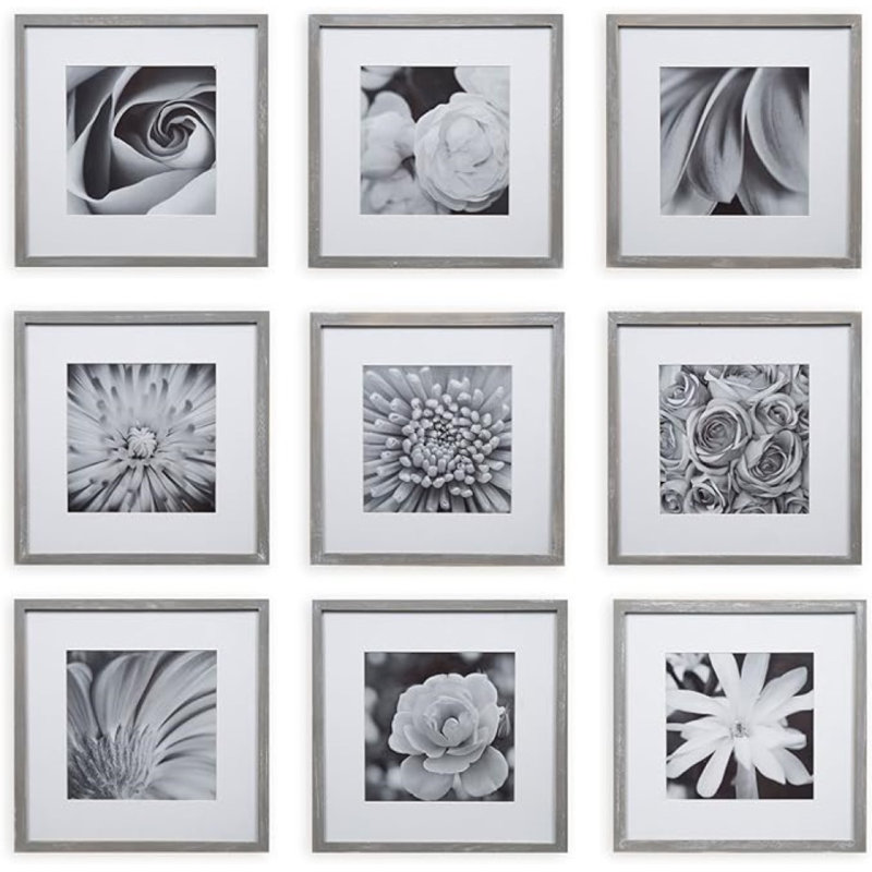 Gallery Perfect 12" x 12" Wall Mount Matted Picture Frame - (Set of 9)