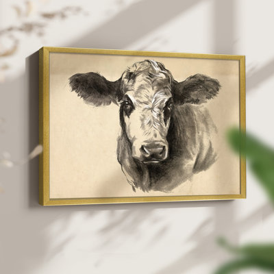 Vache gris anthracite I - impression encadrée - réarmable