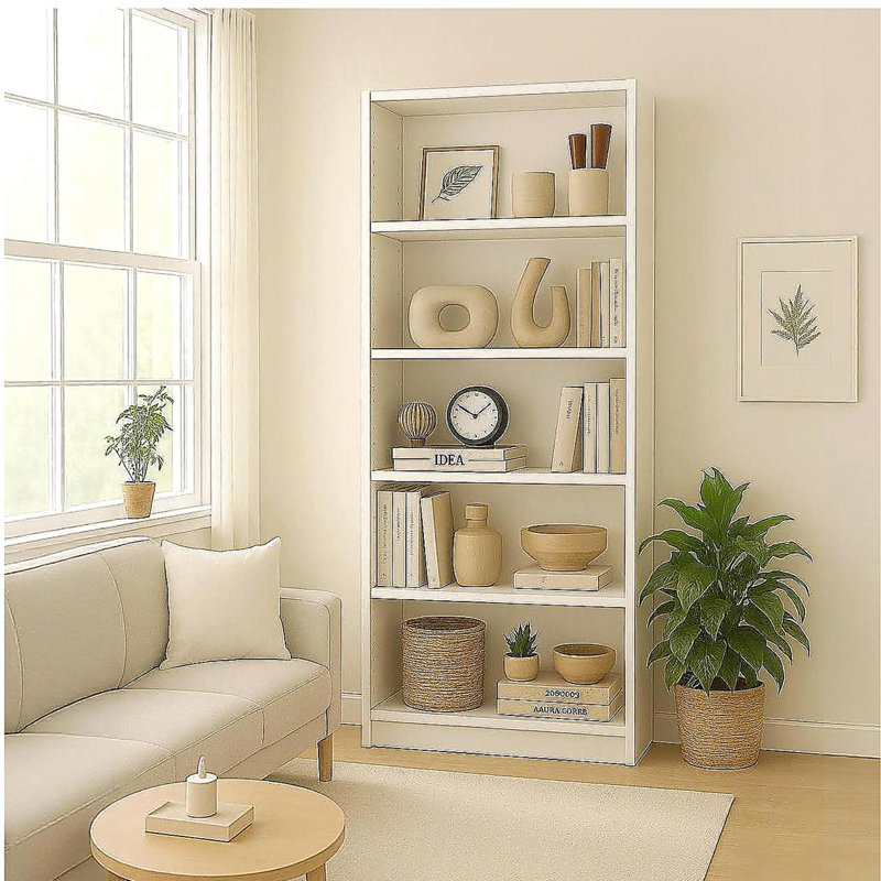 5-Tier Bookshelves Storage Cabinet, White