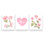 Fleurs de chalet romantiques avec cœur rose, ensemble de 3 impressions sur papier