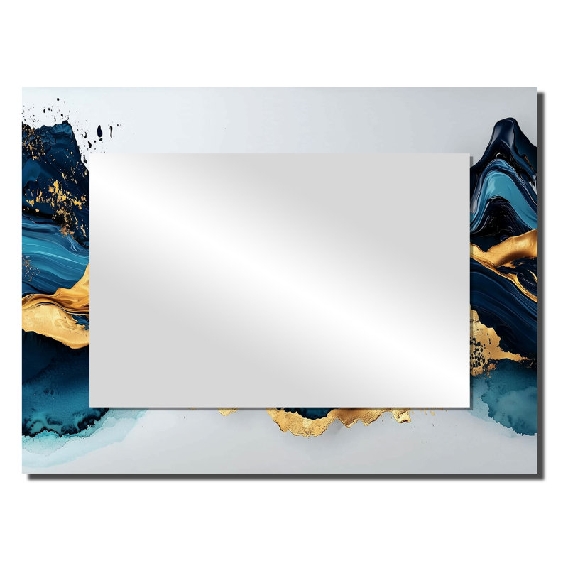 Golden Silence of Minimal Marble River I - Art mural miroir minimaliste - imprimé sur métal, 24 po x 32 po