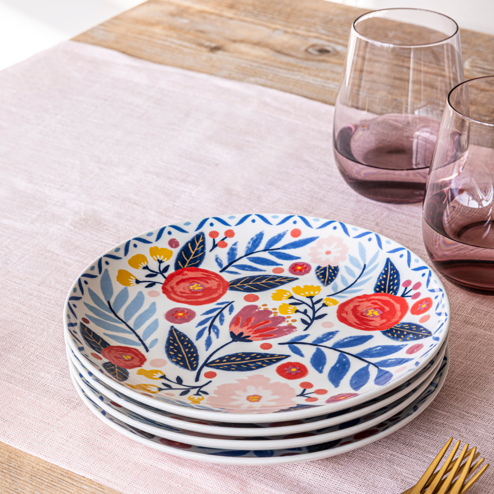 Linen Table Runner, Pink, 18" W x 108" L