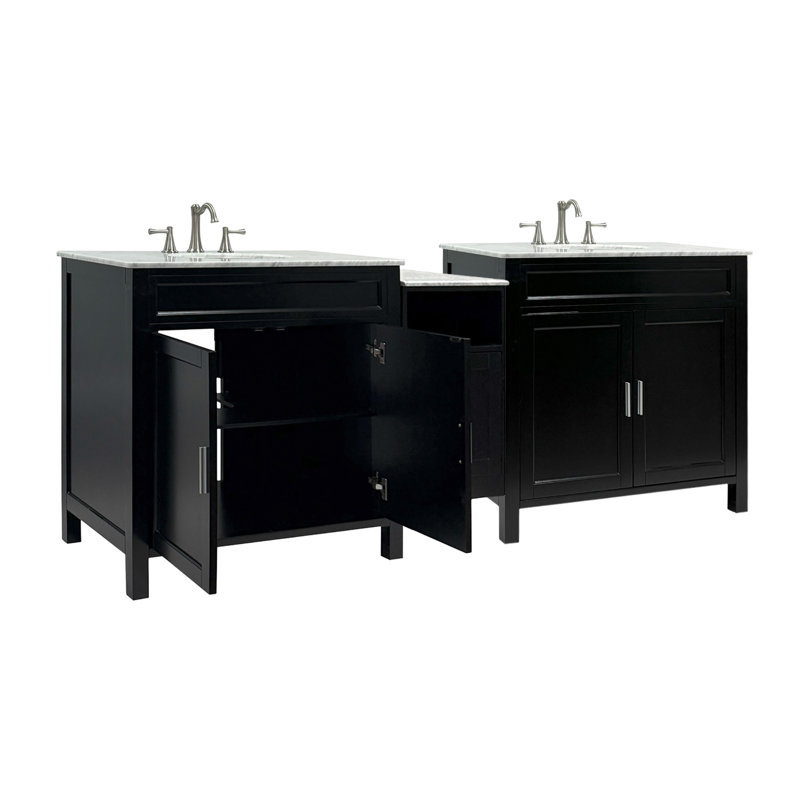 Meuble-lavabo double 90 po - Finition noire, Noir