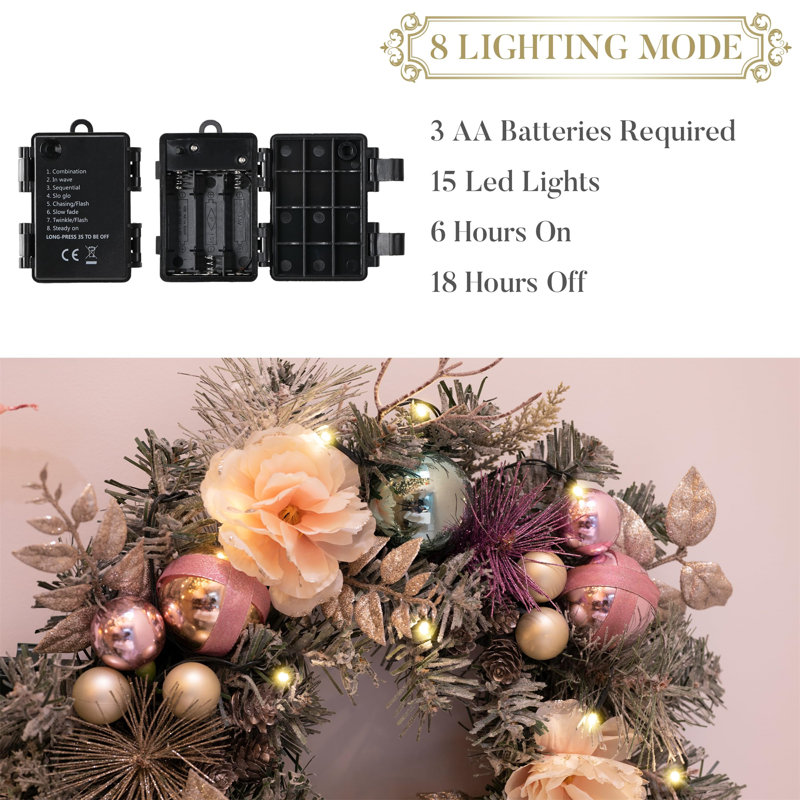 Faux Lighted 45.72cm Wreath