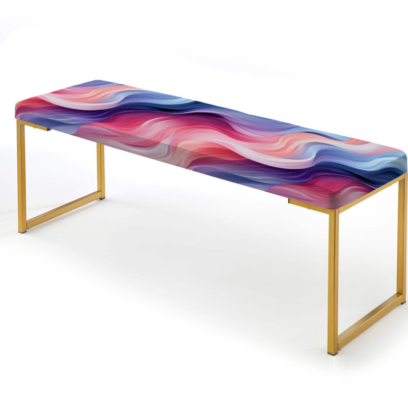 Banc abstrait tapissier doré, Purple And Blue Mystic Aura Striped Waves