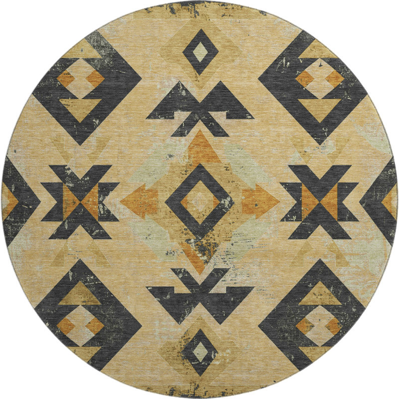 Premium Machine Washable Fairwood AMF1882 Aztec Rug, Round 8'