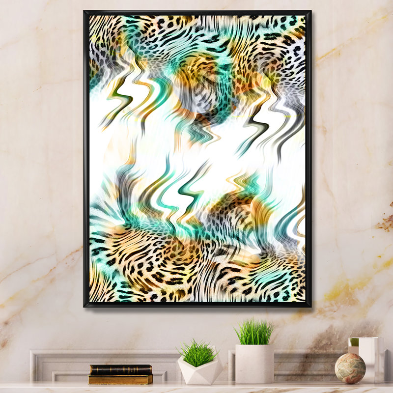 Léopard et tigre - œuvre d'art moderne et contemporaine sur toile, H 36 po x l 24 po x P 1 po, Toile à cadre flottant noir