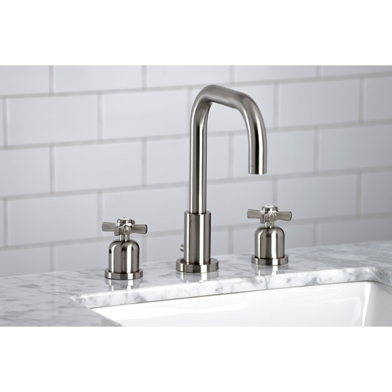 Widespread Bathroom Faucet with Drain Assembly, Brushed Nickel