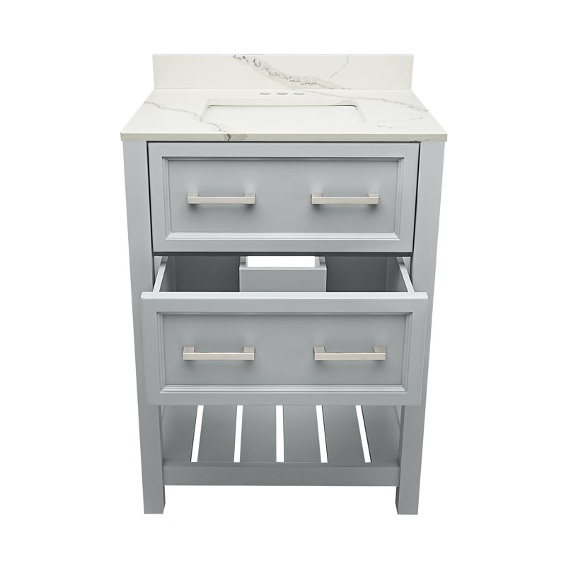 Tremblant 25" Bathroom Vanity with Cultured Marble or Quartz Top, White, Gray